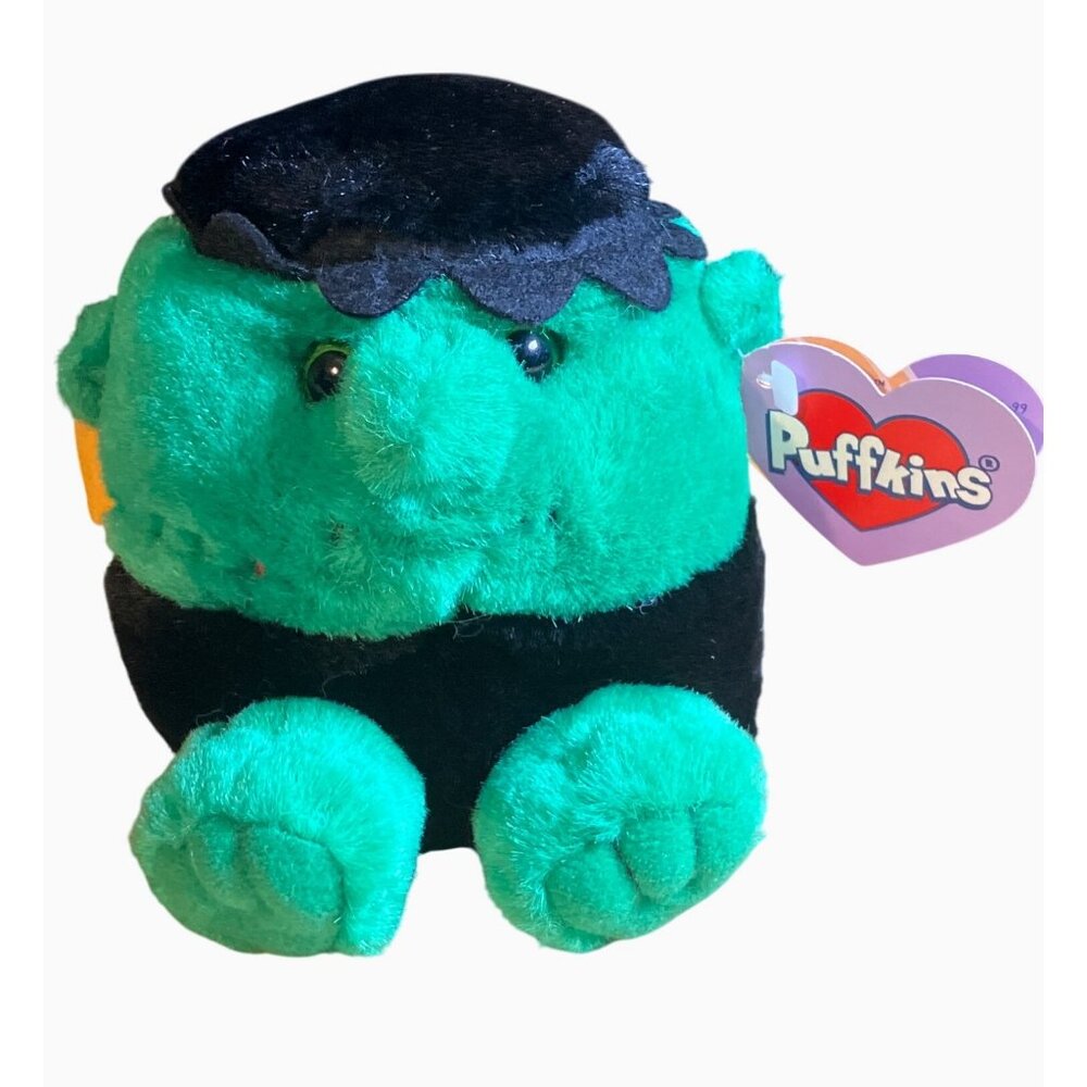 Puffkins Stitch Monster Plush Toy Green Black Tag Collectible1999 Halloween